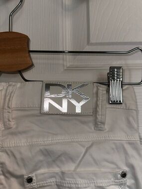 DKNY Girls White Pants with Silver Logo Patch